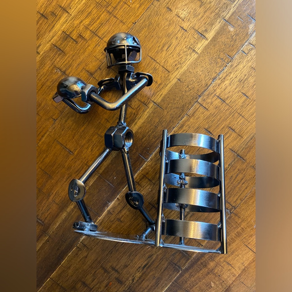 Metal handmade Desk Organizer FOOTBALL PLAYER Pen/Pencil Holder